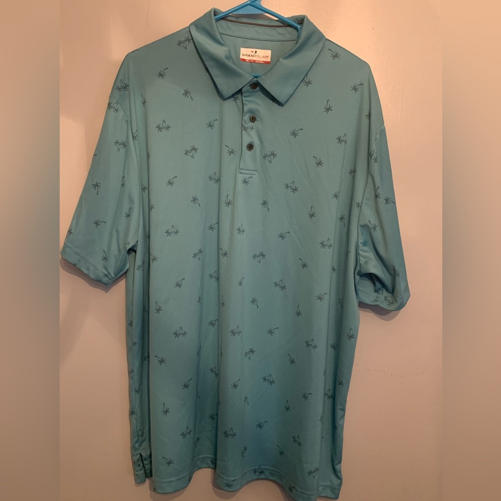 Grandslam Performance Polo Golf Shirt XXL Blue With Palm Trees